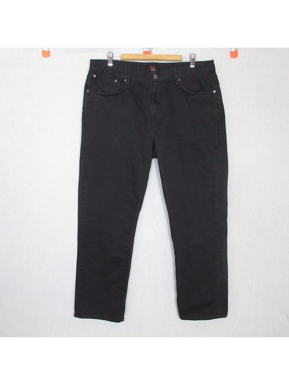 Quince Pants Mens 38x30 (Tag 38x32) Black Straight Leg Stretch Cotton Twill